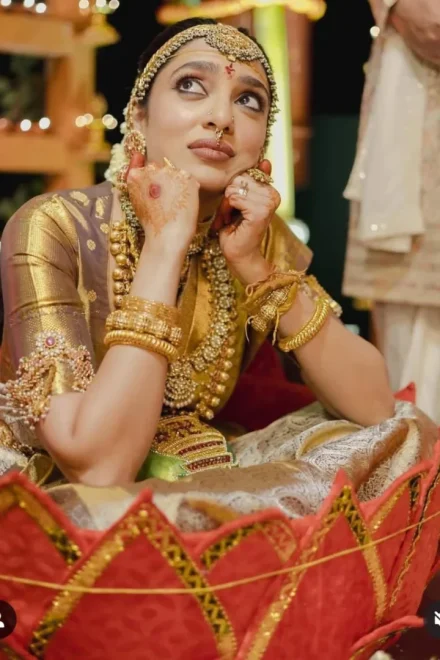 Grace in Every Detail: Silver Vaddanam Designs with Price Paired with a Golden Colour Silk Saree